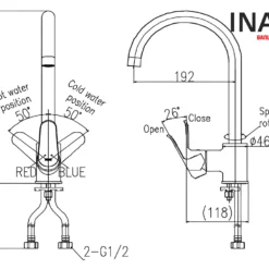 Bản vẽ INAX SFV-800S - Vòi rửa bát nóng lạnh