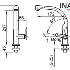 Vòi Rửa Bát INAX SFV-29 (SFV29) Nước Lạnh 7 Bản vẽ Vòi bếp INAX SFV-29 - Nước lạnh