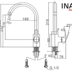 Bản vẽ Vòi bếp nóng lạnh INAX SFV-802S (SFV802S)