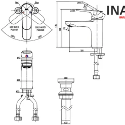 Bản vẽ Vòi chậu đặt bàn INAX LFV-1402S-R nóng lạnh