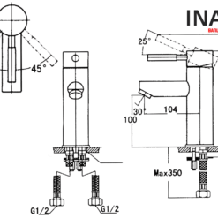 Vòi Lavabo INAX LFV-8000S (LFV8000S) Nóng Lạnh 9 Bản vẽ Vòi chậu lavabo nóng lạnh INAX LFV-8000S