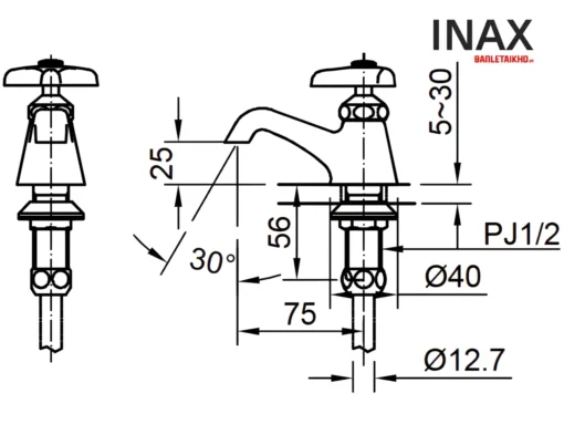 Bản vẽ Vòi chậu lavabo nước lạnh INAX LF-1