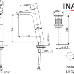 Bản vẽ Vòi chậu nóng lạnh INAX LFV-112SH (LFV112SH)