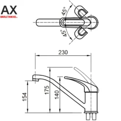 Vòi Rửa Bát INAX SFV-212S (SFV212S) Nóng Lạnh 10 Bản vẽ Vòi chậu rửa bát INAX SFV-212S nóng lạnh
