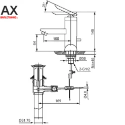 Vòi Lavabo INAX LFV-4000S (LFV4000S) Nóng Lạnh 6 Bản vẽ Vòi chậu rửa mặt INAX LFV-4000S - Nóng lạnh