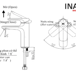 Vòi Lavabo Inax LFV-632S (LFV632S) Nóng Lạnh 15 Bản vẽ Vòi chậu rửa mặt nước nóng lạnh INAX LFV-632S