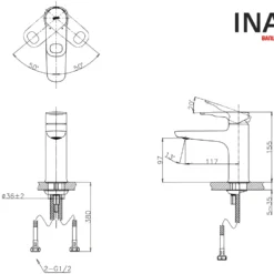 Bản vẽ Vòi chậu rửa mặt nước nóng lạnh INAX LFV-652S