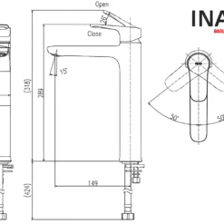 Vòi Lavabo INAX LFV-22SH (LFV22SH) Thân Cao 5 Bản vẽ Vòi lavabo chậu rửa mặt INAX LFV-22SH nước lạnh cổ cao