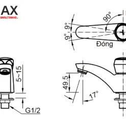 Vòi Lavabo INAX LFV-12AP Kèm Bộ Xả Nhựa A-325PS (LFV-12A + A-325PS) Nước Lạnh 5 Bản vẽ Vòi Lavabo INAX LFV-12AP Lạnh