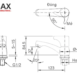 Bản vẽ Vòi Lavabo INAX LFV-13BP Lạnh Kèm Bộ Xả Nhựa A-325PS