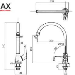 Vòi Rửa Bát INAX SFV-17 (SFV17) Nước Lạnh 8 Bản vẽ Vòi rửa bát INAX lạnh SFV-17