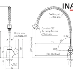 Bản vẽ Vòi Rửa Bát INAX SFV-18 (SFV18) Lạnh