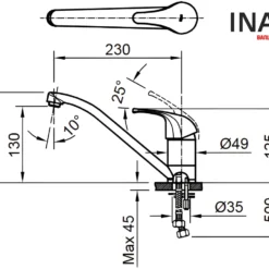 Bản vẽ Vòi rửa bát INAX SFV-302S