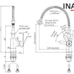 Vòi Rửa Bát INAX SFV-303S (SFV303S) Nóng Lạnh Dây Rút 10 Bản vẽ Vòi Rửa Bát Nóng Lạnh INAX SFV-303S