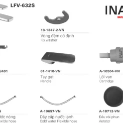 Vòi Lavabo Inax LFV-632S (LFV632S) Nóng Lạnh 13 Cấu tạo sen vòi đơn INAX LFV-632S