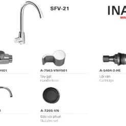 Vòi Rửa Bát INAX SFV-21 (SFV21) Nước Lạnh 7 Cấu tạo Vòi bếp INAX SFV-21 - 1 đường nước lạnh