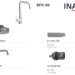 Vòi Rửa Bát INAX SFV-30 (SFV30) Nước Lạnh 7 Cấu tạo Vòi bếp rửa chén INAX nước lạnh SFV-30