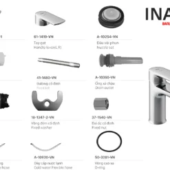 Vòi Lavabo INAX LFV-612S (LFV612S) Nóng Lạnh 16 Cấu tạo Vòi Chậu INAX LFV-612S (LFV612S) Nóng Lạnh