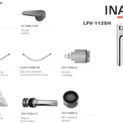 Cấu tạo Vòi chậu lavabo nóng lạnh INAX LFV-112SH