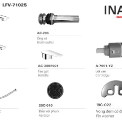 Cấu tạo Vòi chậu Lavabo nóng lạnh INAX LFV-7102S