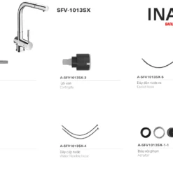 Vòi Rửa Bát INAX SFV-1013SX (SFV1013SX) Đa Năng Nóng Lạnh 7 Cấu tạo vòi chậu rửa bát INAX SFV-1013SX nóng lạnh