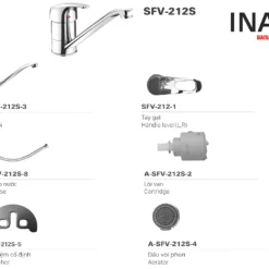 Vòi Rửa Bát INAX SFV-212S (SFV212S) Nóng Lạnh 9 Cấu tạo Vòi chậu rửa chén nước nóng lạnh INAX SFV-212S