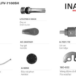 Vòi Lavabo INAX LFV-7100SH (LFV7100SH) Nóng Lạnh Thân Cao 7 cấu tạo Vòi chậu rửa mặt INAX LFV-7100SH - Nóng lạnh