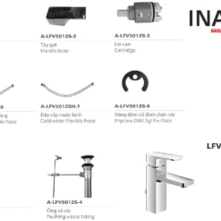 Cấu tạo vòi chậu rửa mặt nước nóng lạnh INAX LFV-5012S