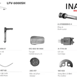 Cấu tạo Vòi Lavabo Để Bàn INAX LFV-5000SH Cổ Cao Nóng Lạnh