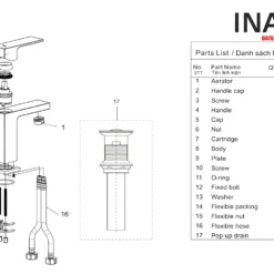 Linh kiện Vòi Lavabo INAX LFV-402S Nóng Lạnh