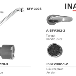 Cấu tạo Vòi Rửa Chén Nóng Lạnh INAX SFV-302S (SFV302S)