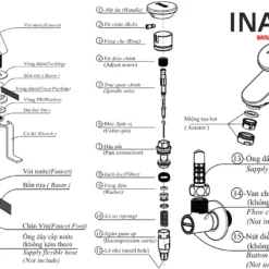 Linh kiện vòi chậu lavabo bán tự động INAX LFV-P02B