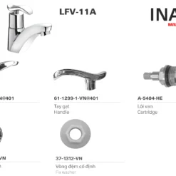 Vòi Lavabo INAX LFV-11A (LFV11A) Nước Lạnh 6 Linh kiện Vòi chậu rửa mặt lavabo INAX LFV-11A (LFV11A) lạnh