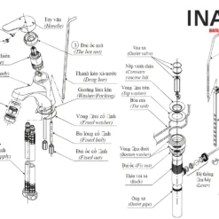 Linh kiện Vòi chậu rửa mặt nóng lạnh INAX LFV-1002S