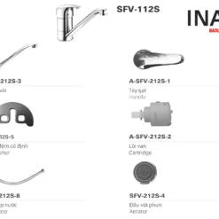 Vòi Rửa Bát INAX SFV-112S (SFV112S) Nóng Lạnh 7 Linh kiện Vòi Nước Rửa Chén Nóng Lạnh INAX SFV-112S (SFV112S)