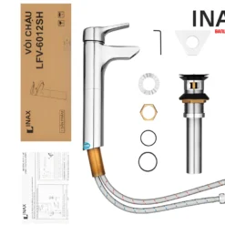 Vòi Lavabo INAX LFV-6012SH Đặt Bàn Nóng Lạnh 9 Nguyên hộp vòi chậu rửa mặt nước nóng lạnh INAX LFV-6012SH (LFV6012SH)
