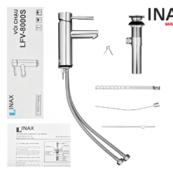 Vòi Lavabo INAX LFV-8000S (LFV8000S) Nóng Lạnh 8 Nguyên hộp Vòi chậu rửa mặt nước nóng lạnh INAX LFV-8000S