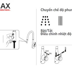 Vòi Rửa Bát INAX SFV-900SX (SFV900SX) Nóng Lạnh Thân Cao 10 Vòi bếp dây rút nóng lạnh INAX SFV-900SX