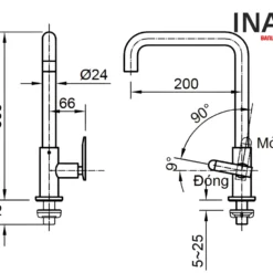 Vòi Rửa Bát INAX SFV-30 (SFV30) Nước Lạnh 8 Bản vẽ vòi bếp INAX SFV-30 nước lạnh