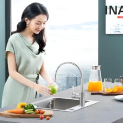 Vòi Rửa Bát INAX SFV-303S (SFV303S) Nóng Lạnh Dây Rút 12 Vòi chậu rửa chén INAX SFV-303S nóng lạnh (SFV303S)