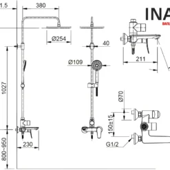 Vòi Sen Cây INAX BFV-515S (BFV515S) Nóng Lạnh Cao Cấp 6 Vòi sen cây INAX BFV-515S (BFV515S)