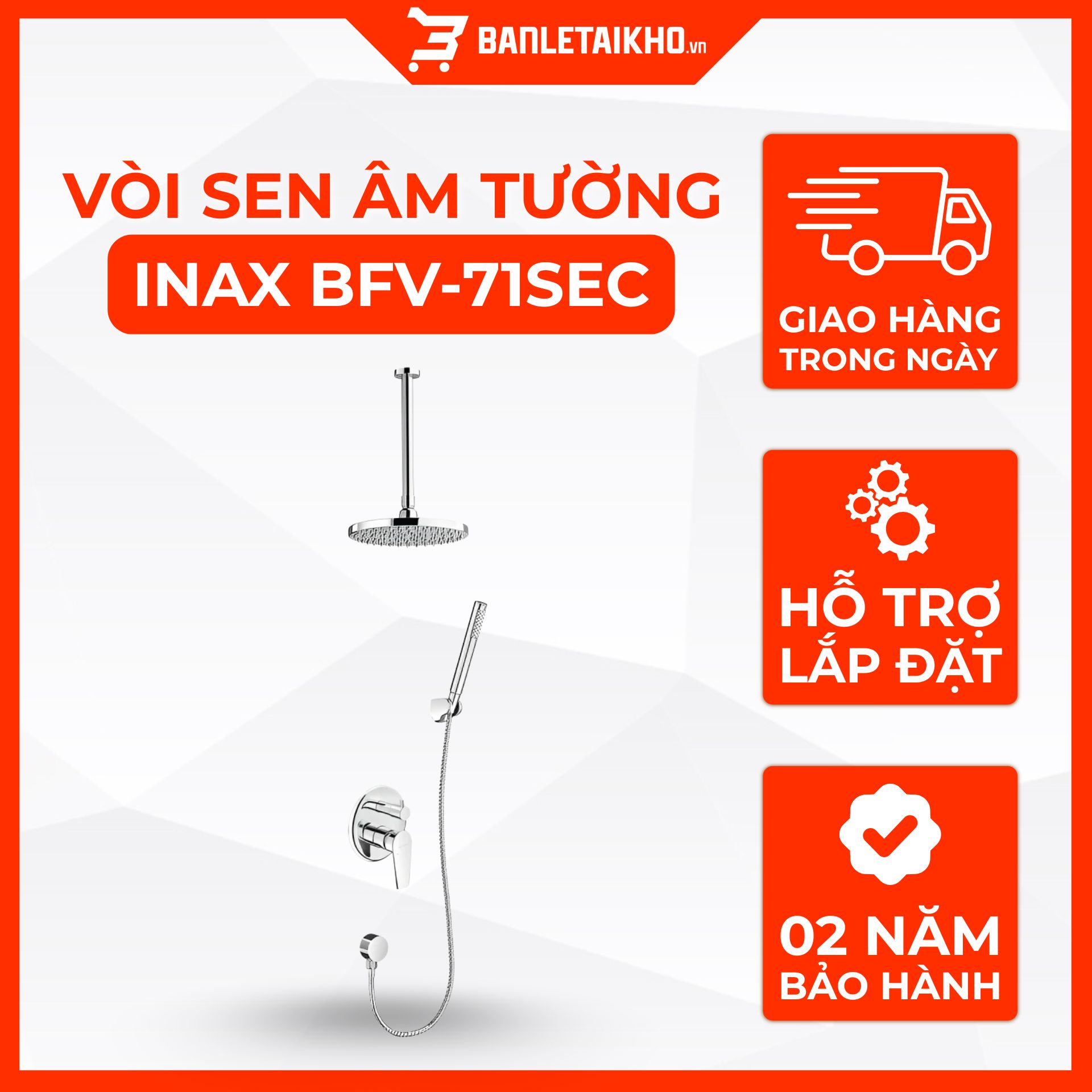 Vòi Sen Tắm Âm Tường INAX BFV-71SEC (BFV71SEC) Nóng Lạnh 7 Vòi Sen Tắm Âm Tường INAX BFV-71SEC (BFV71SEC) Nóng Lạnh