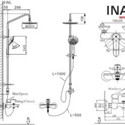 Vòi Sen Cây INAX BFV-1405S (BFV1405S) Nóng Lạnh 9 Bản vẽ Sen cây BFV-1405S INAX