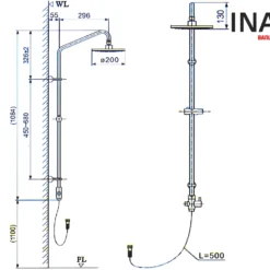Bản vẽ sen cây INAX BFV-CL1 (BFVCL1) tắm đứng