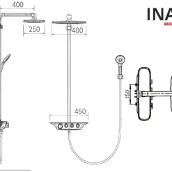 Bản vẽ Sen tắm Cây INAX BFV-655T nhiệt độ cao cấp