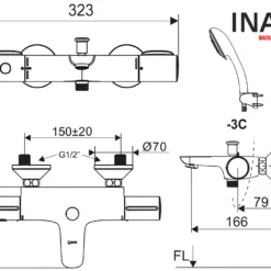 Bản vẽ Sen tắm nhiệt độ BFV-3413T-3C
