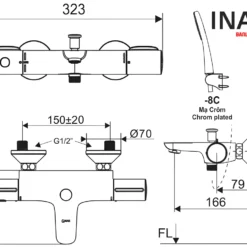 Bản vẽ Sen tắm nhiệt độ INAX BFV-3413T-8C