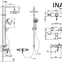Bản vẽ Vòi sen cây INAX BFV-6015S nhiệt độ