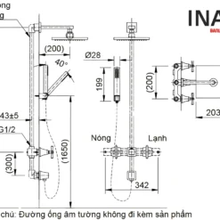 Vòi Sen Tắm Âm Tường INAX BFV-81SEHW (BFV81SEHW) Nóng Lạnh 7 Bản vẽ vòi sen tắm INAX BFV-81SEHW âm tường nóng lạnh