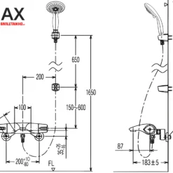 Vòi Sen Tắm INAX BFV-5103T-3C (BFV5103T3C) Nhiệt Độ Tự Động 11 Bản vẽ Vòi sen tắm nhiệt độ BFV-5103T-3C